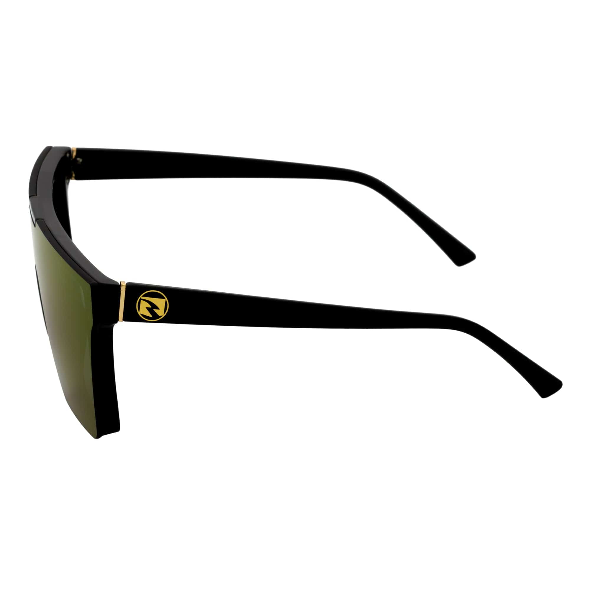 ELECTRIC - Large Rimless Rectangle Shield Sunglasses Gloss Black Purple Mirror