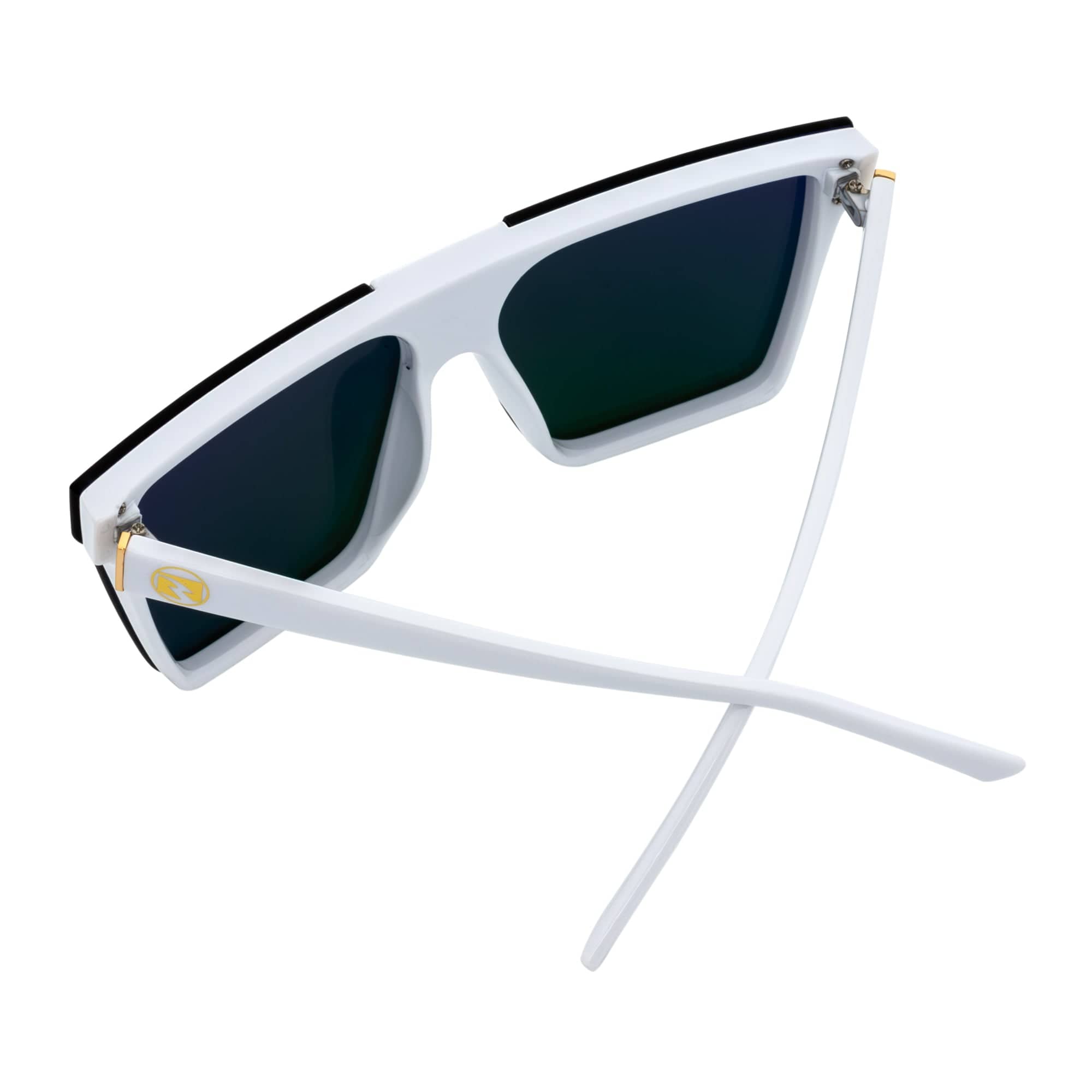 ELECTRIC - Large Rimless Rectangle Shield Sunglasses White Orange Mirror