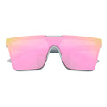ELECTRIC - Large Rimless Rectangle Shield Sunglasses White Pink Mirror