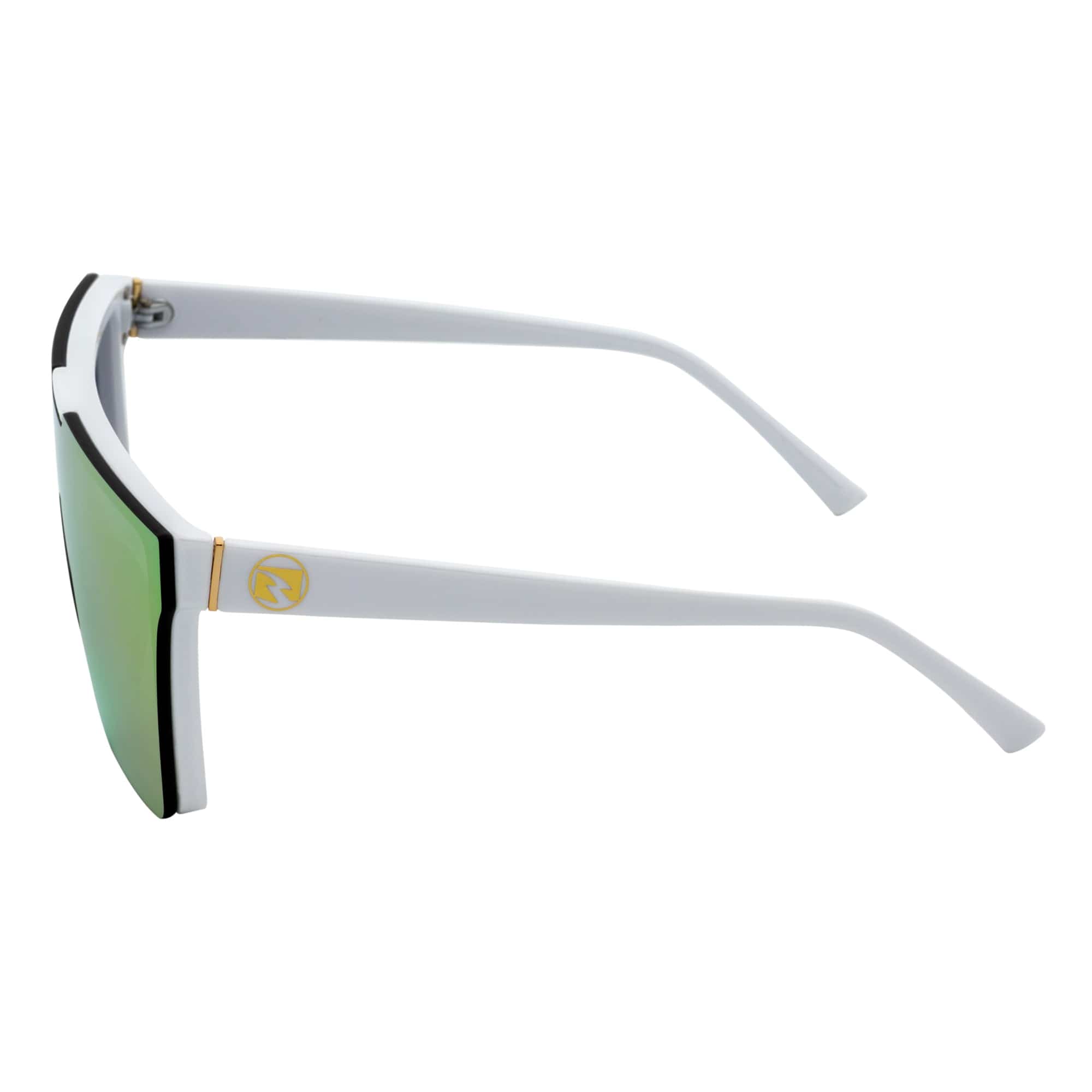ELECTRIC - Large Rimless Rectangle Shield Sunglasses White Pink Mirror
