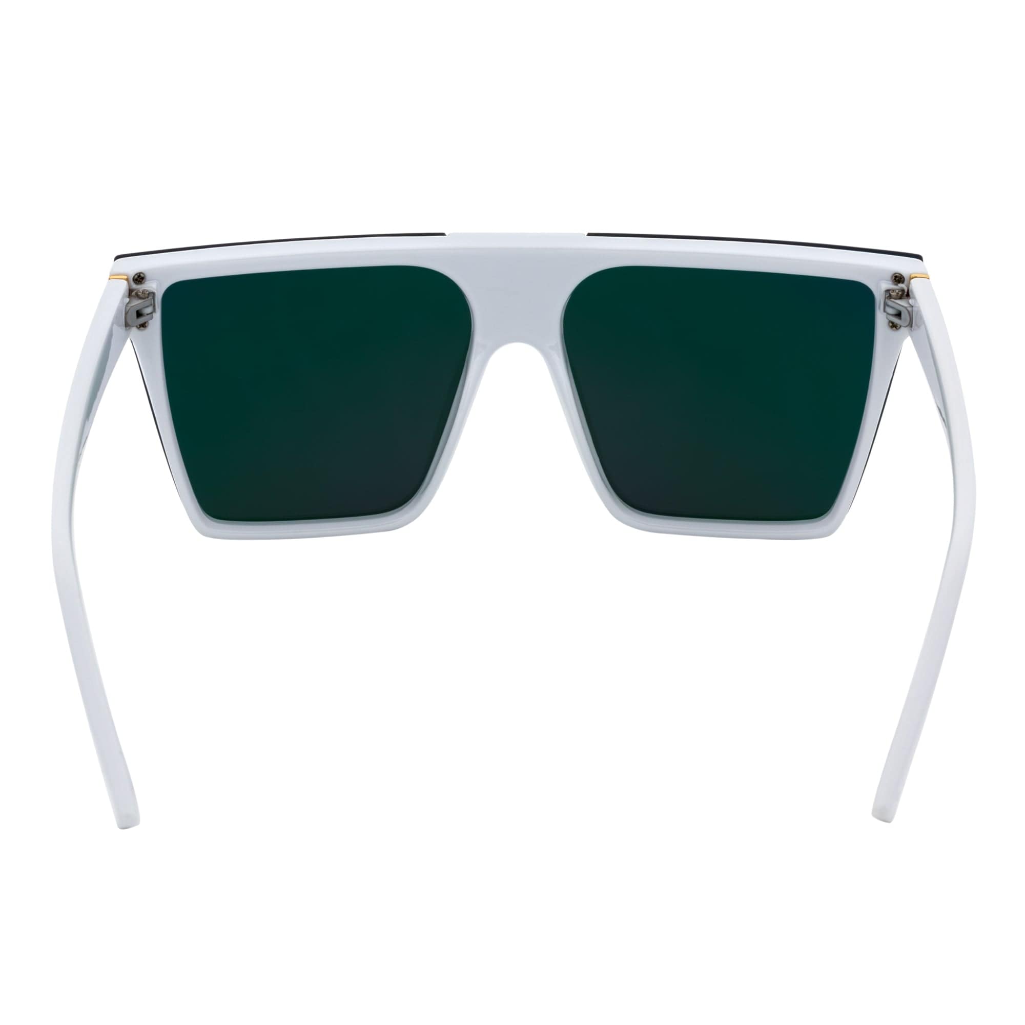 ELECTRIC - Large Rimless Rectangle Shield Sunglasses White Pink Mirror