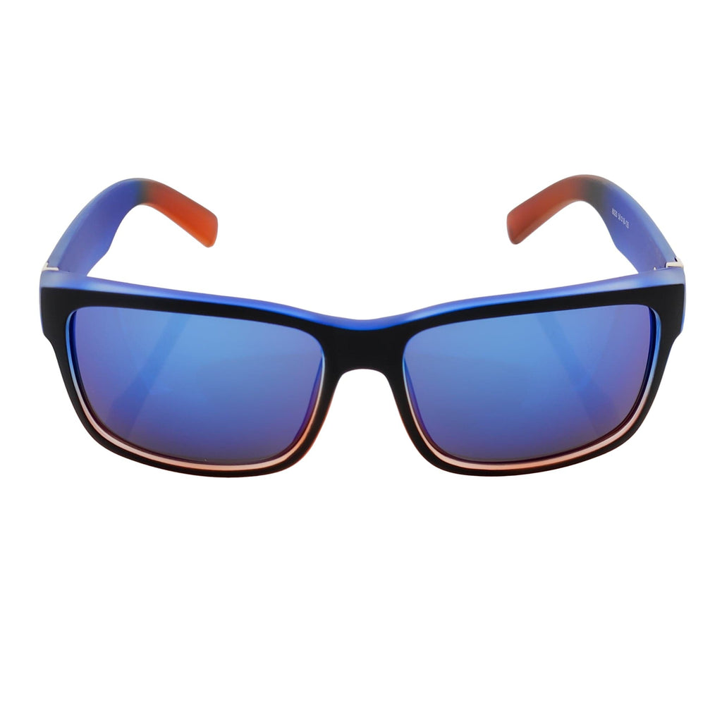 ENZO - Modern Sports Thick Square Sunglasses Black Blue-Red Blue Mirror