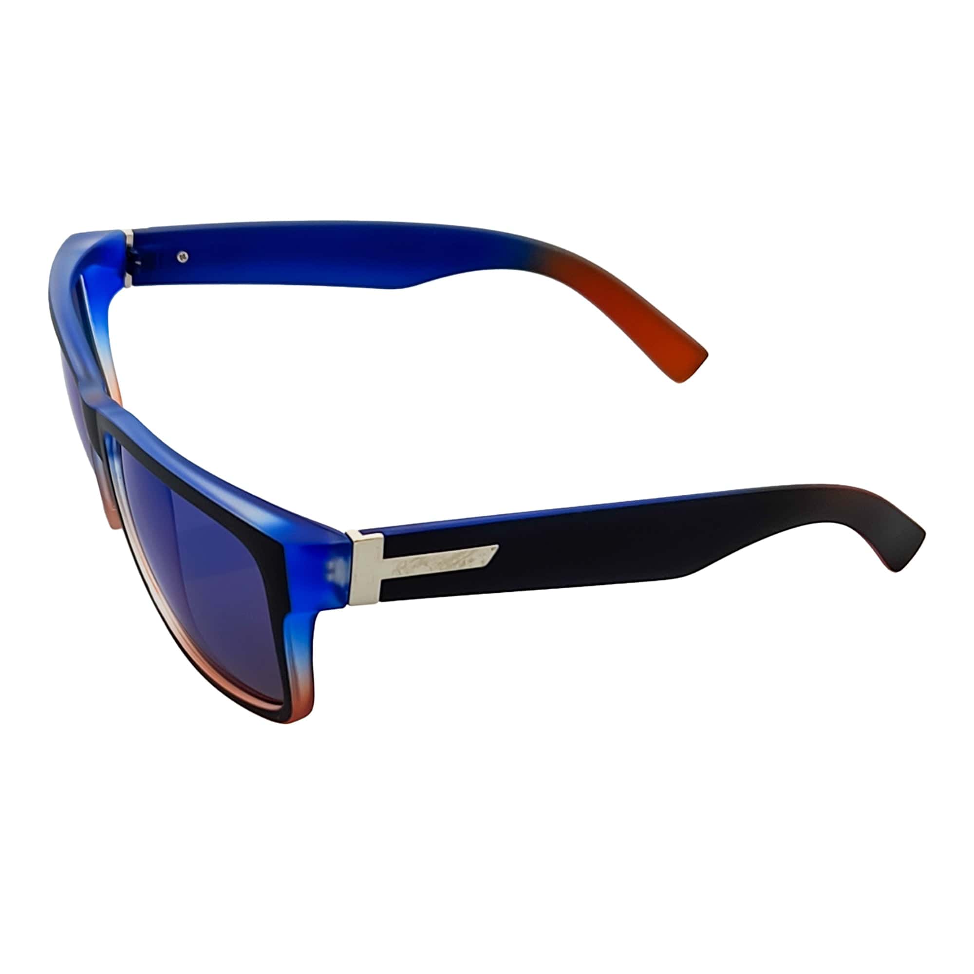 ENZO - Modern Sports Thick Square Sunglasses Black Blue-Red Blue Mirror