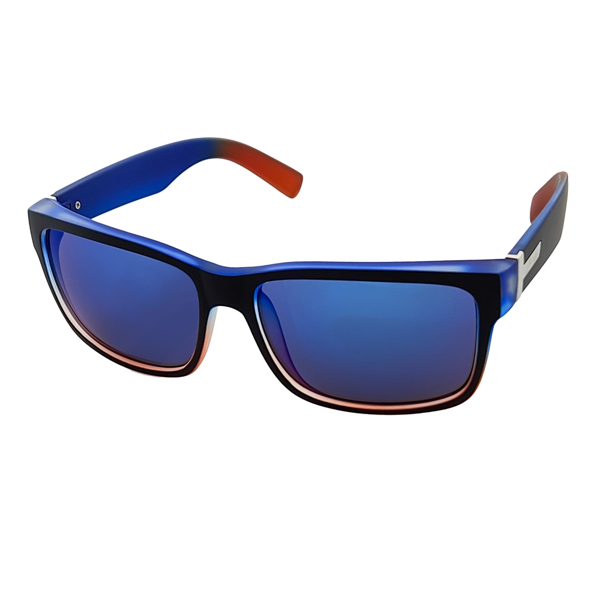 ENZO - Modern Sports Thick Square Sunglasses Black Blue-Red Blue Mirror
