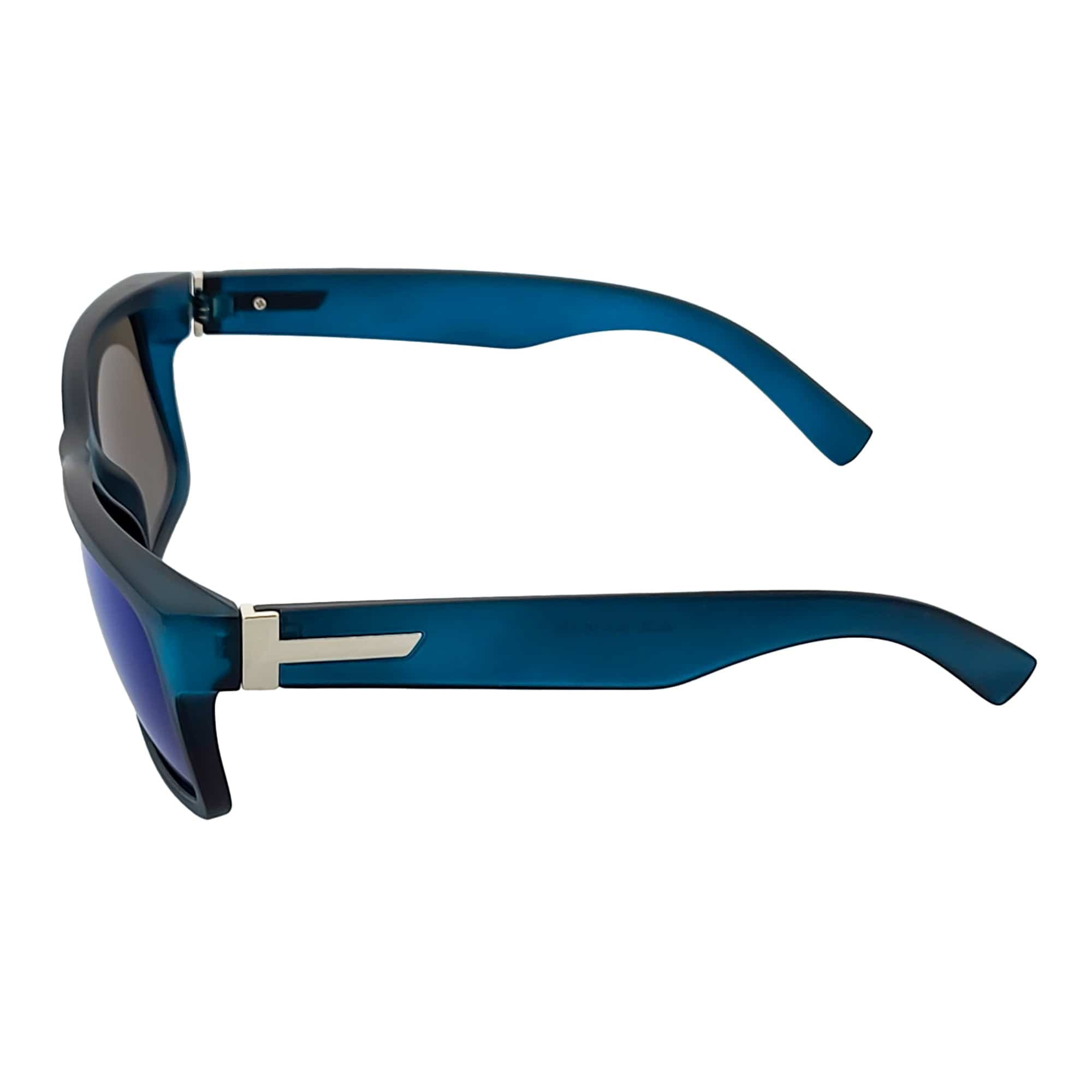 ENZO - Modern Sports Thick Square Sunglasses Frost Blue Blue Mirror