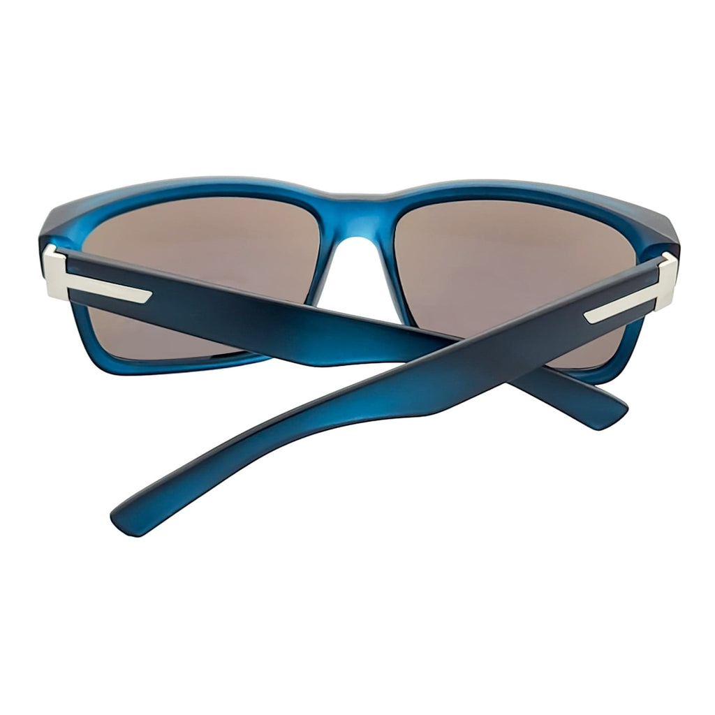 ENZO - Modern Sports Thick Square Sunglasses Frost Blue Blue Mirror