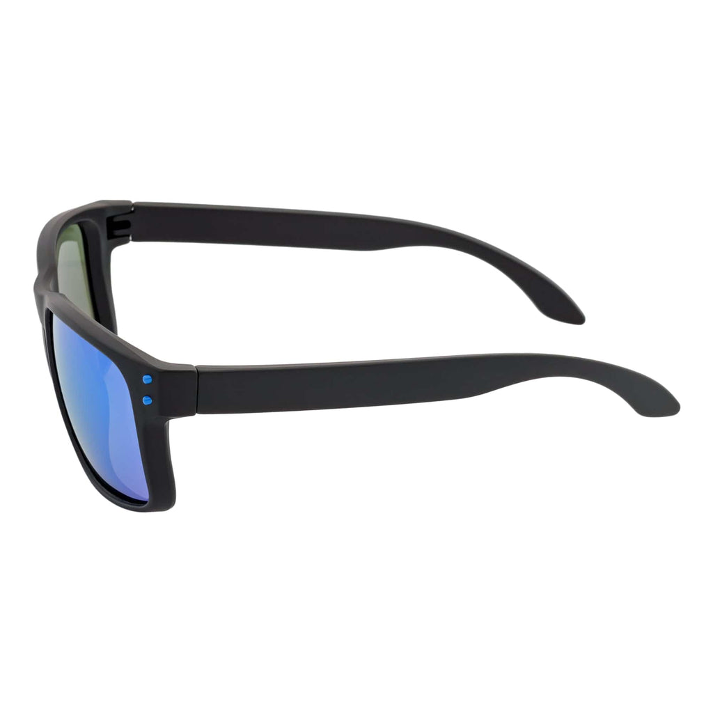 HALLBROOK - Polarized Modern Sports Sunglasses Matte Black Blue Mirror