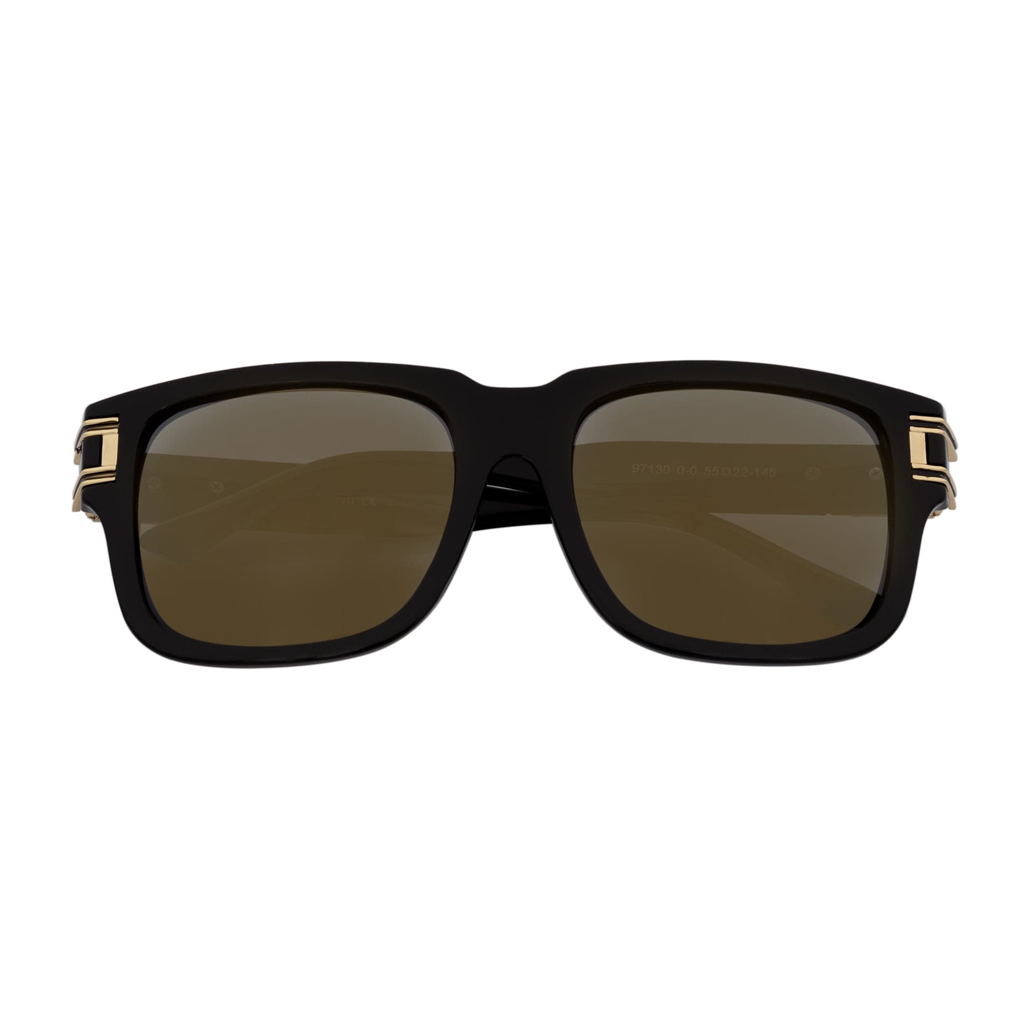 IMPERIAL - Square Two-Tone Metal Accent Square Sunglasses Gloss Black-Gold Gold Mirror