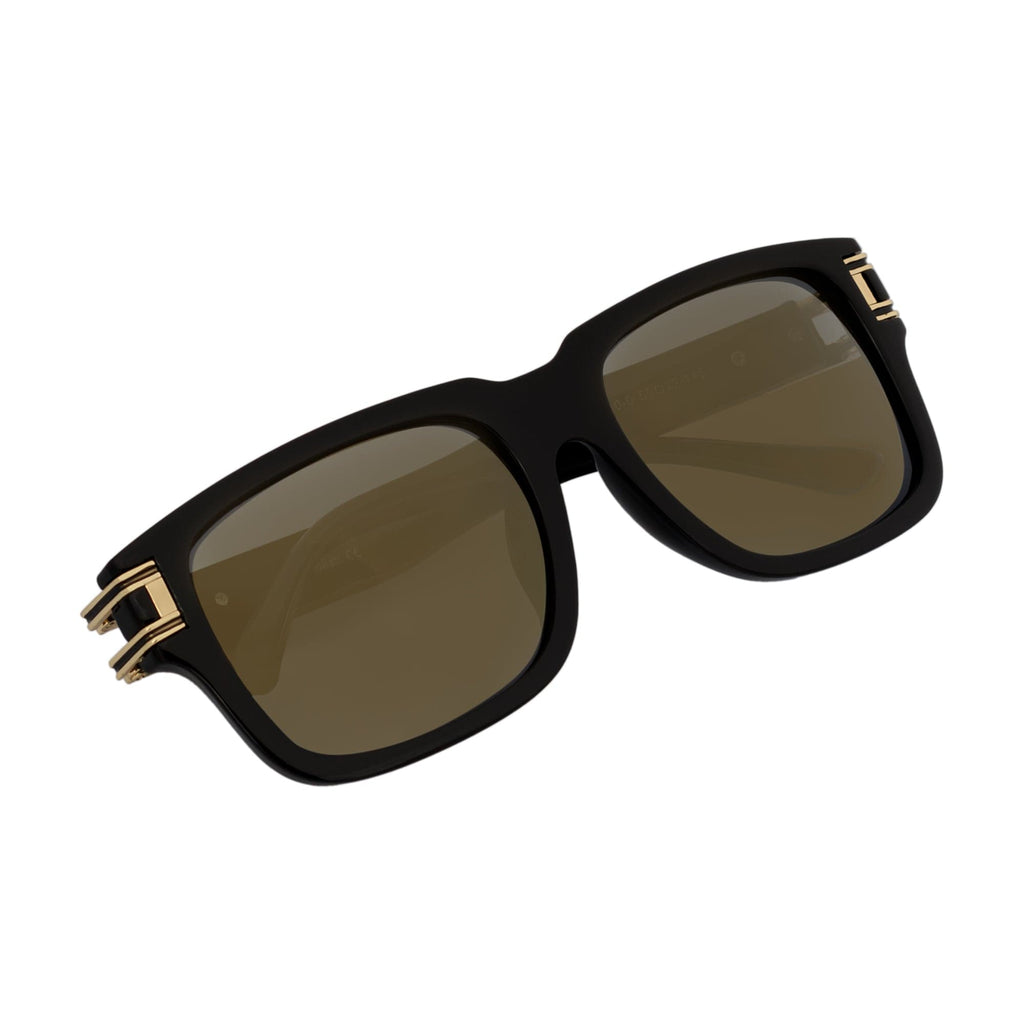 IMPERIAL - Square Two-Tone Metal Accent Square Sunglasses Gloss Black-Gold Gold Mirror