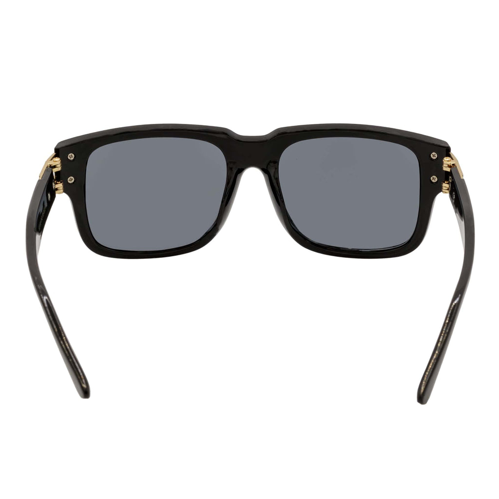 IMPERIAL - Square Two-Tone Metal Accent Square Sunglasses Gloss Black-Gold Gold Mirror