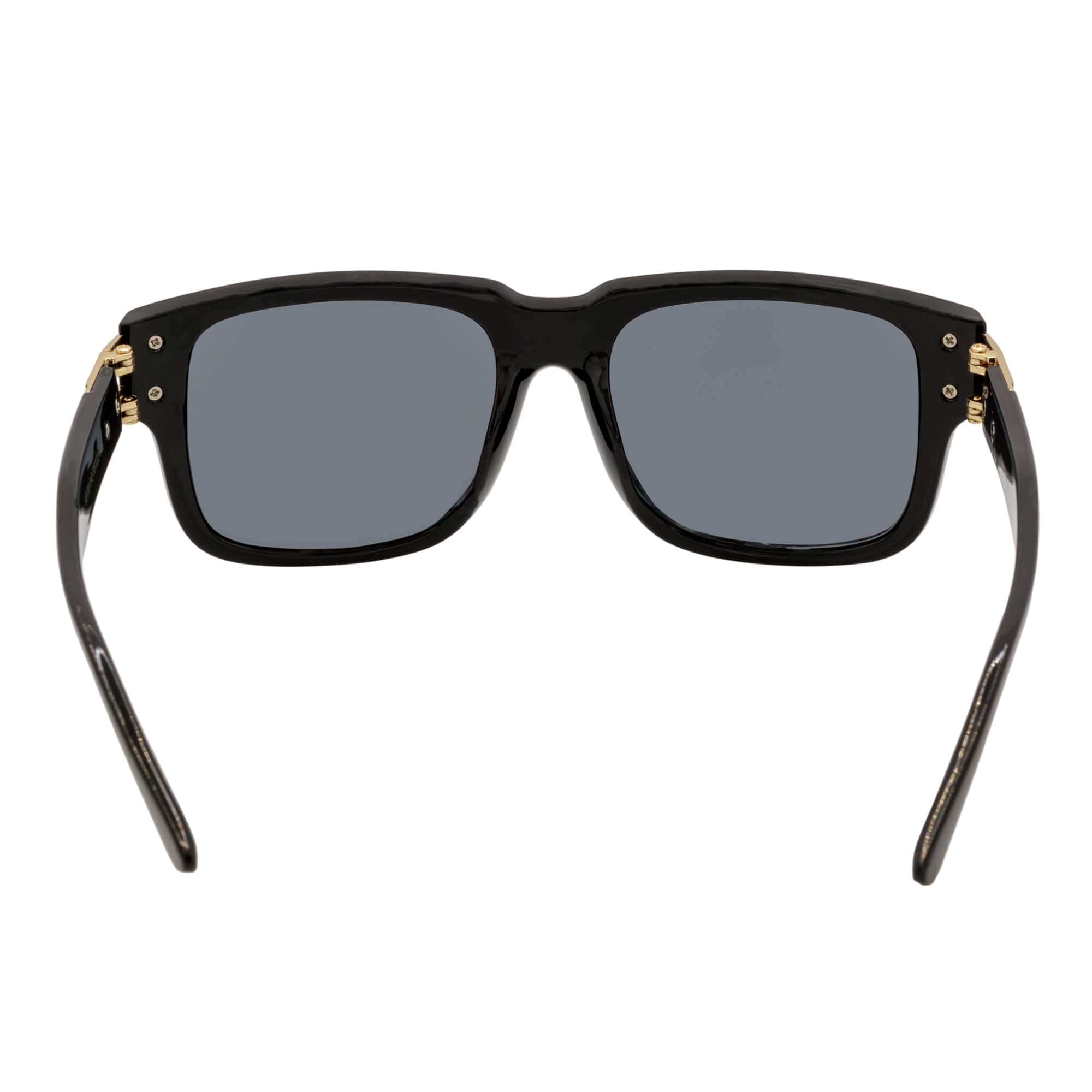 IMPERIAL - Square Two-Tone Metal Accent Square Sunglasses Gloss Black-Gold Gold Mirror