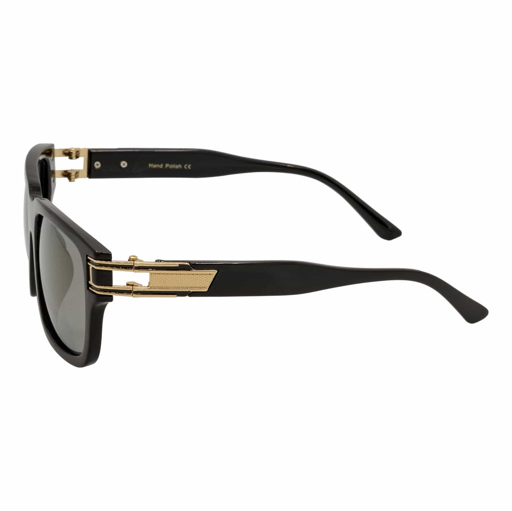 IMPERIAL - Square Two-Tone Metal Accent Square Sunglasses Gloss Black-Gold Gold Mirror