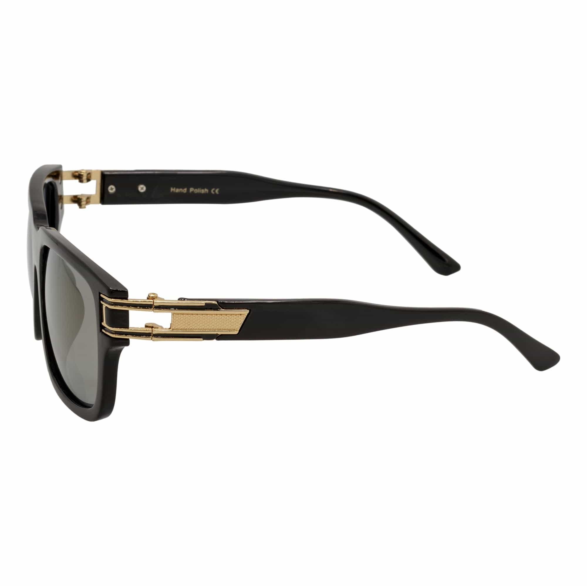 IMPERIAL - Square Two-Tone Metal Accent Square Sunglasses Gloss Black-Gold Gold Mirror