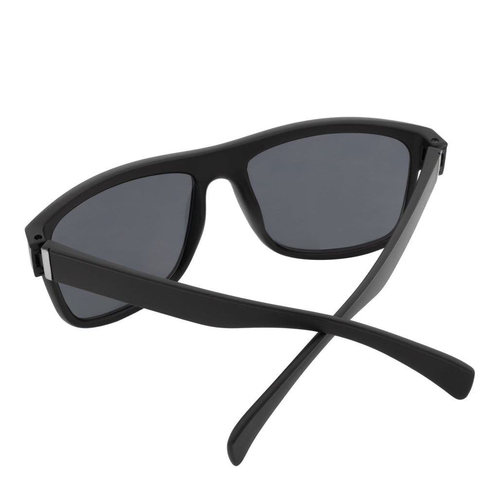 KENT - Modern Flat Top Horn Rimmed Sunglasses Matte Black Dark Smoke Tint