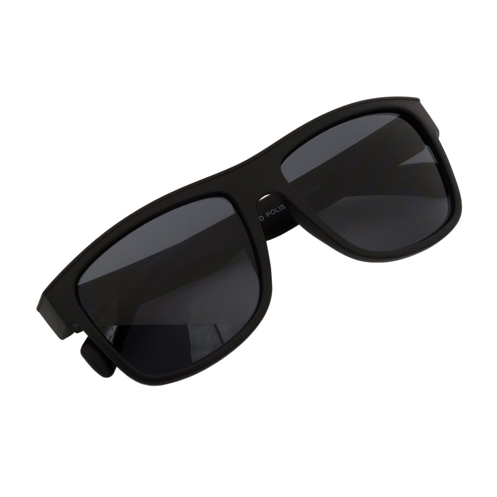 KENT - Modern Flat Top Horn Rimmed Sunglasses Matte Black Dark Smoke Tint
