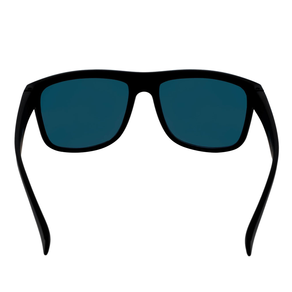 KENT - Modern Flat Top Horn Rimmed Sunglasses Matte Black Orange Mirror