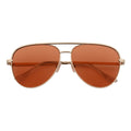 KEY - Oversize Large Flat Lens Metal Aviator Sunglasses Gold Peach Tint