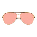 KEY - Oversize Large Flat Lens Metal Aviator Sunglasses Gold Rose Pink Mirror