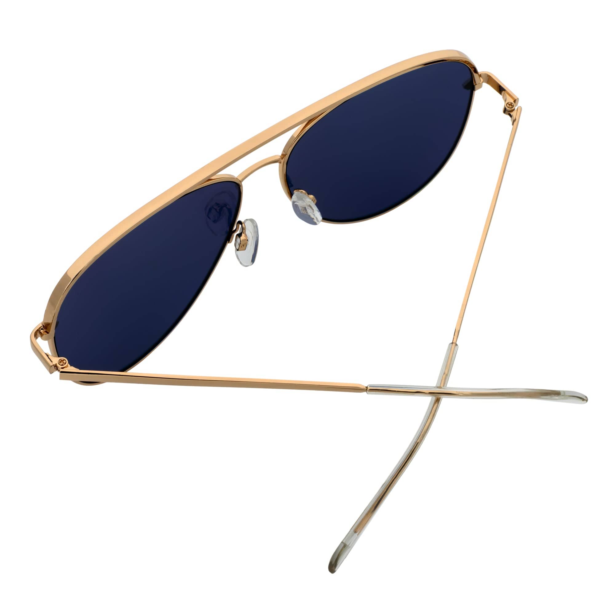 KEY - Oversize Large Flat Lens Metal Aviator Sunglasses Gold Rose Pink Mirror