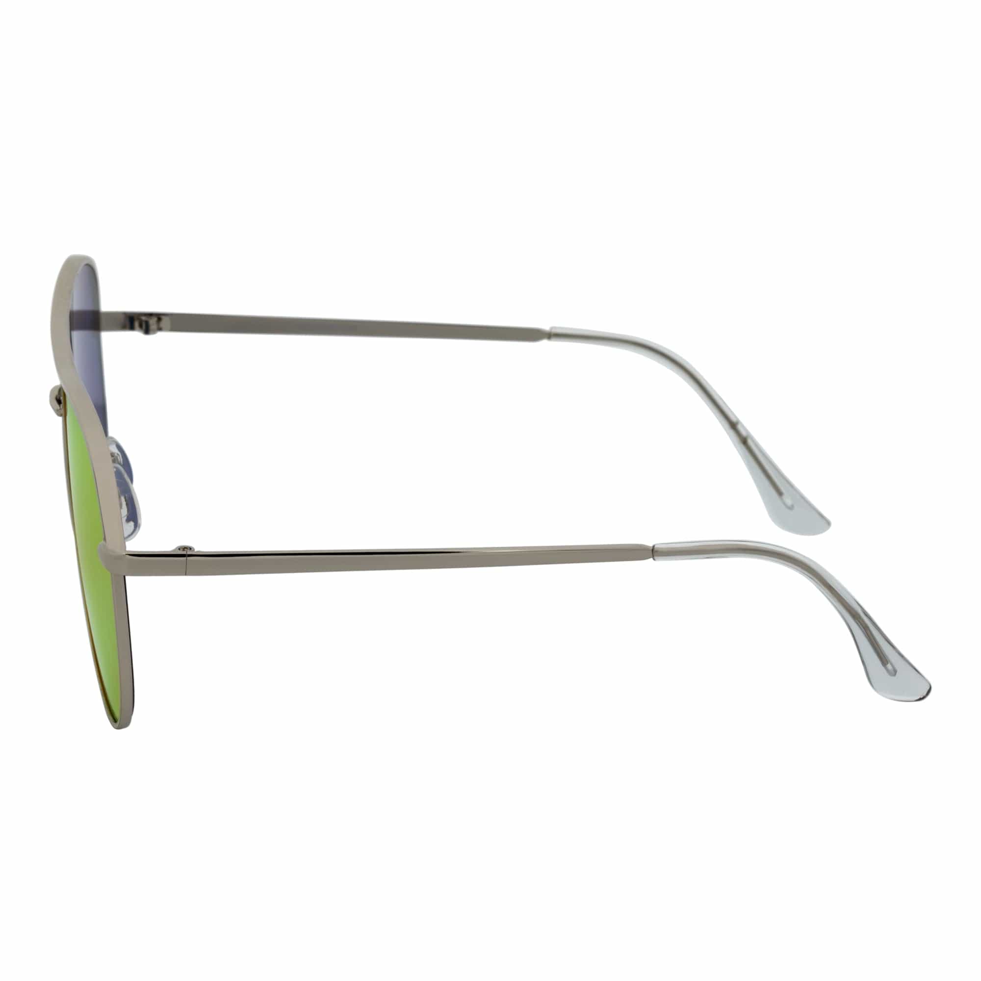 KEY - Oversize Large Flat Lens Metal Aviator Sunglasses Silver Orange Mirror