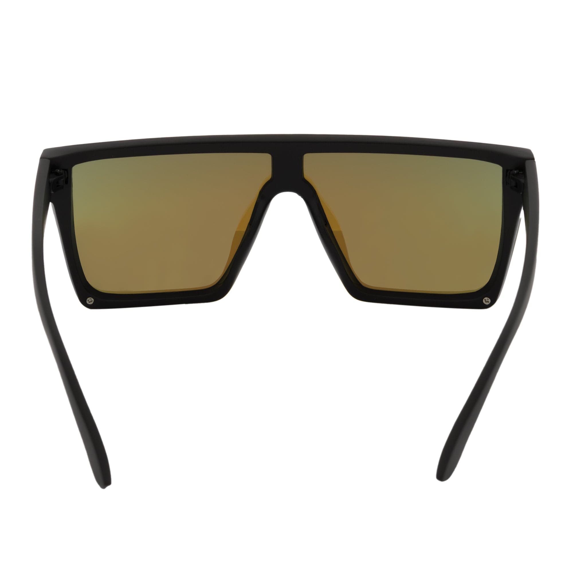 LAZER - Modern Flat Top Rectangle Sunglasses Soft Matte Black Blue Mirror