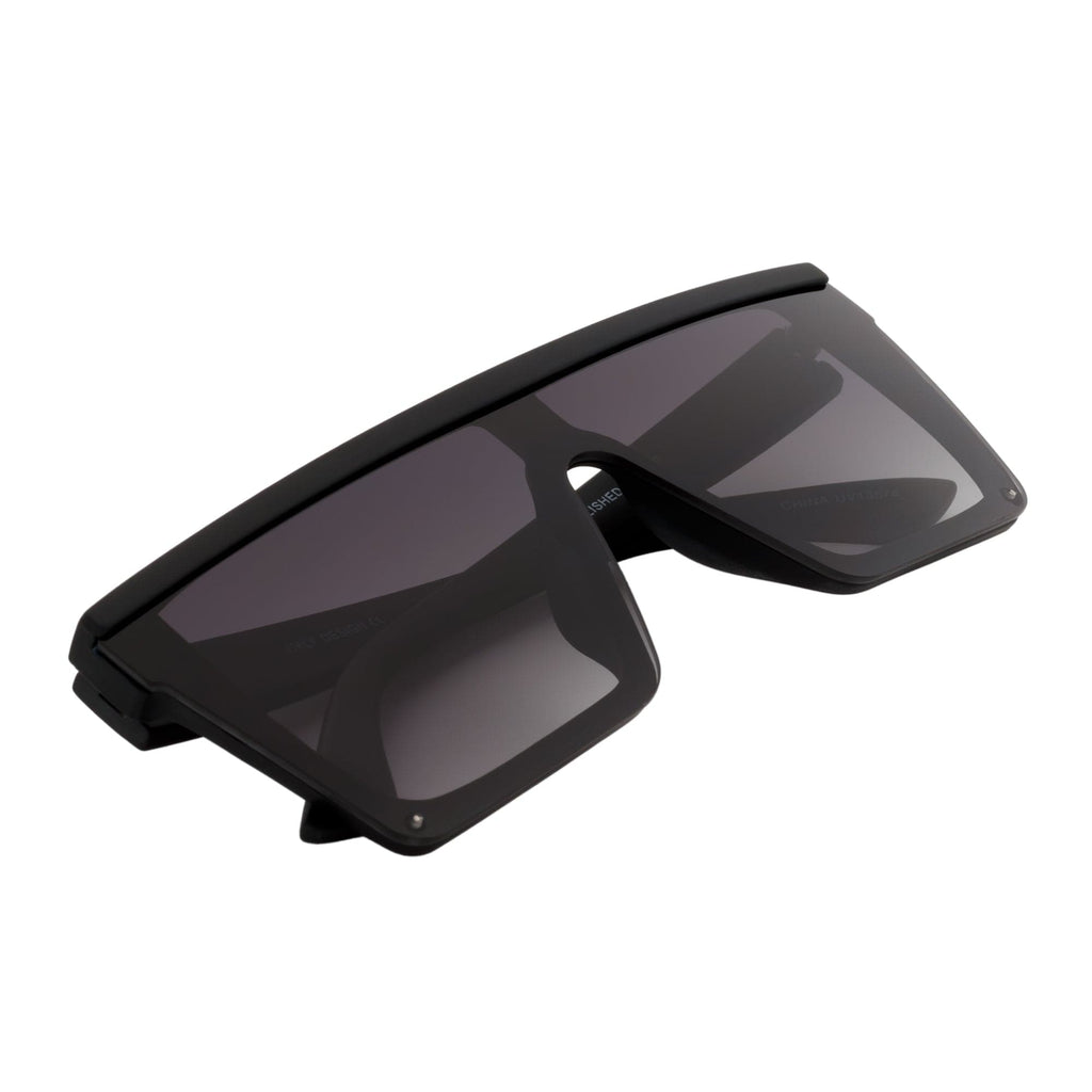 LAZER - Modern Flat Top Rimless Rectangle Sunglasses Soft Matte Black Lavender