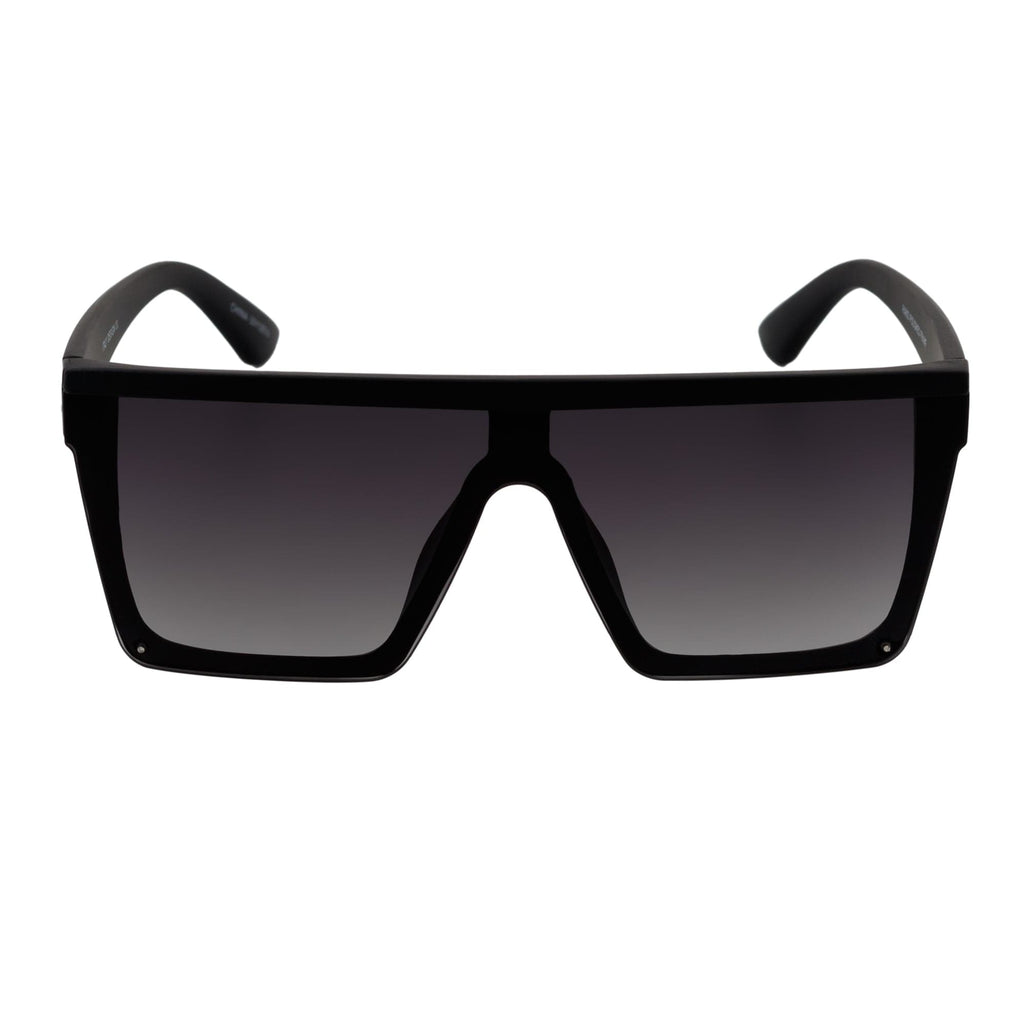 LAZER - Modern Flat Top Rimless Rectangle Sunglasses Soft Matte Black Lavender