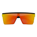 LAZER - Modern Flat Top Rectangle Sunglasses Soft Matte Black Orange Mirror