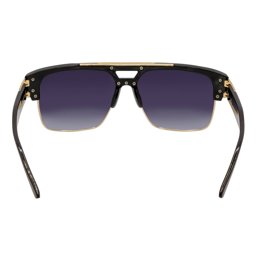 MONARCH - Square Semi-Rimless Two-Tone Metal Accent Black Gold Lavender Fade
