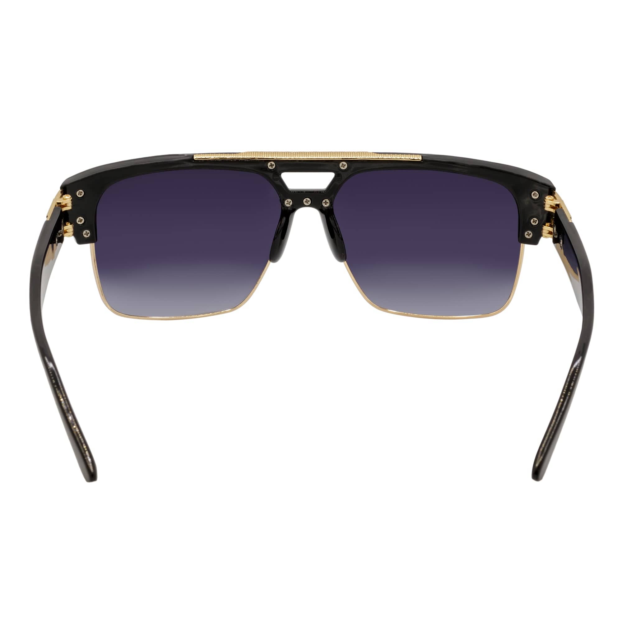 MONARCH - Square Semi-Rimless Two-Tone Metal Accent Black Gold Lavender Fade