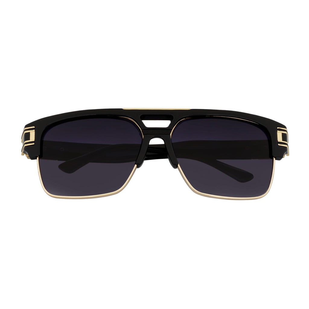MONARCH - Square Semi-Rimless Two-Tone Metal Accent Black Gold Lavender Fade