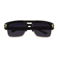 MONARCH - Square Semi-Rimless Two-Tone Metal Accent Black Gold Lavender Fade