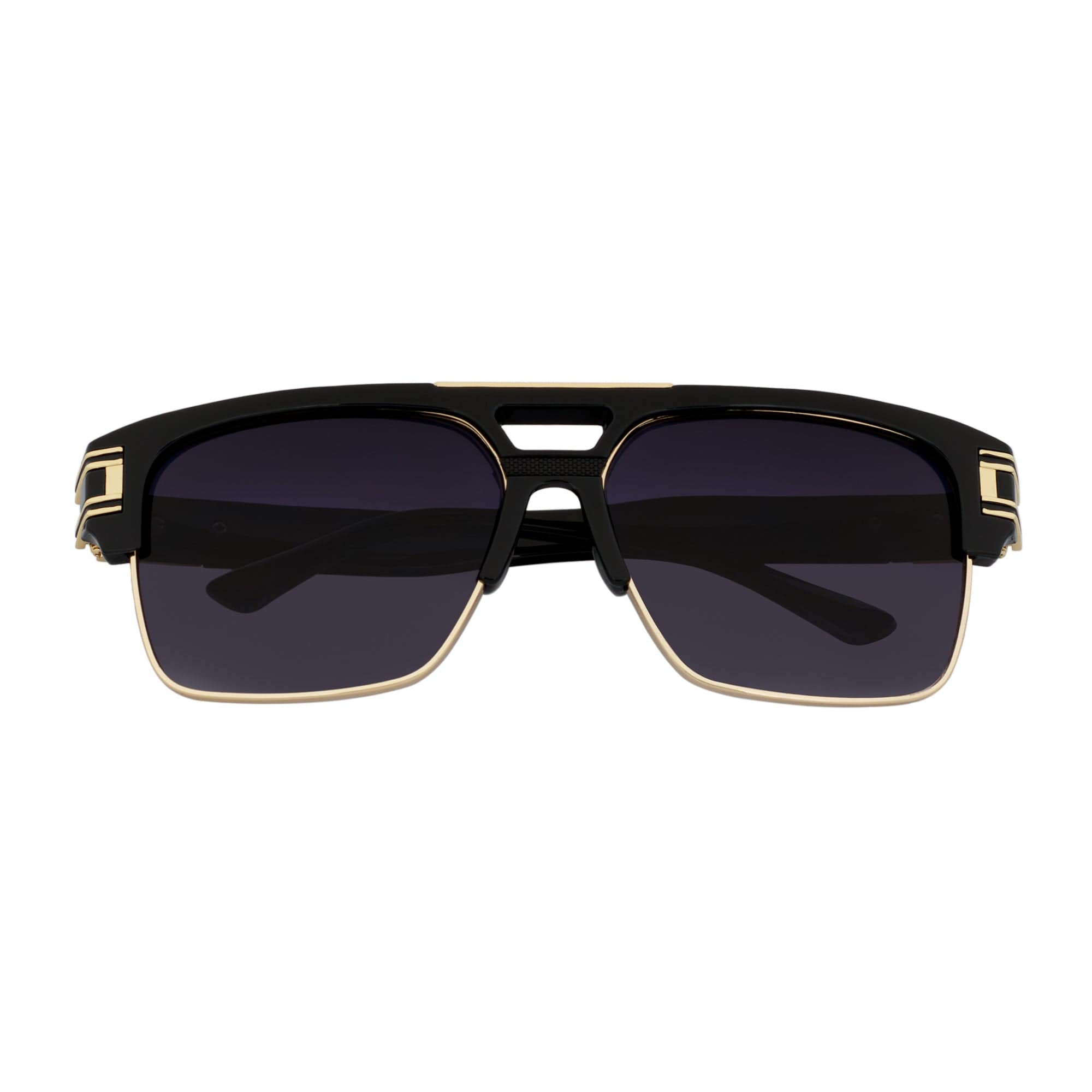 MONARCH - Square Semi-Rimless Two-Tone Metal Accent Black Gold Lavender Fade