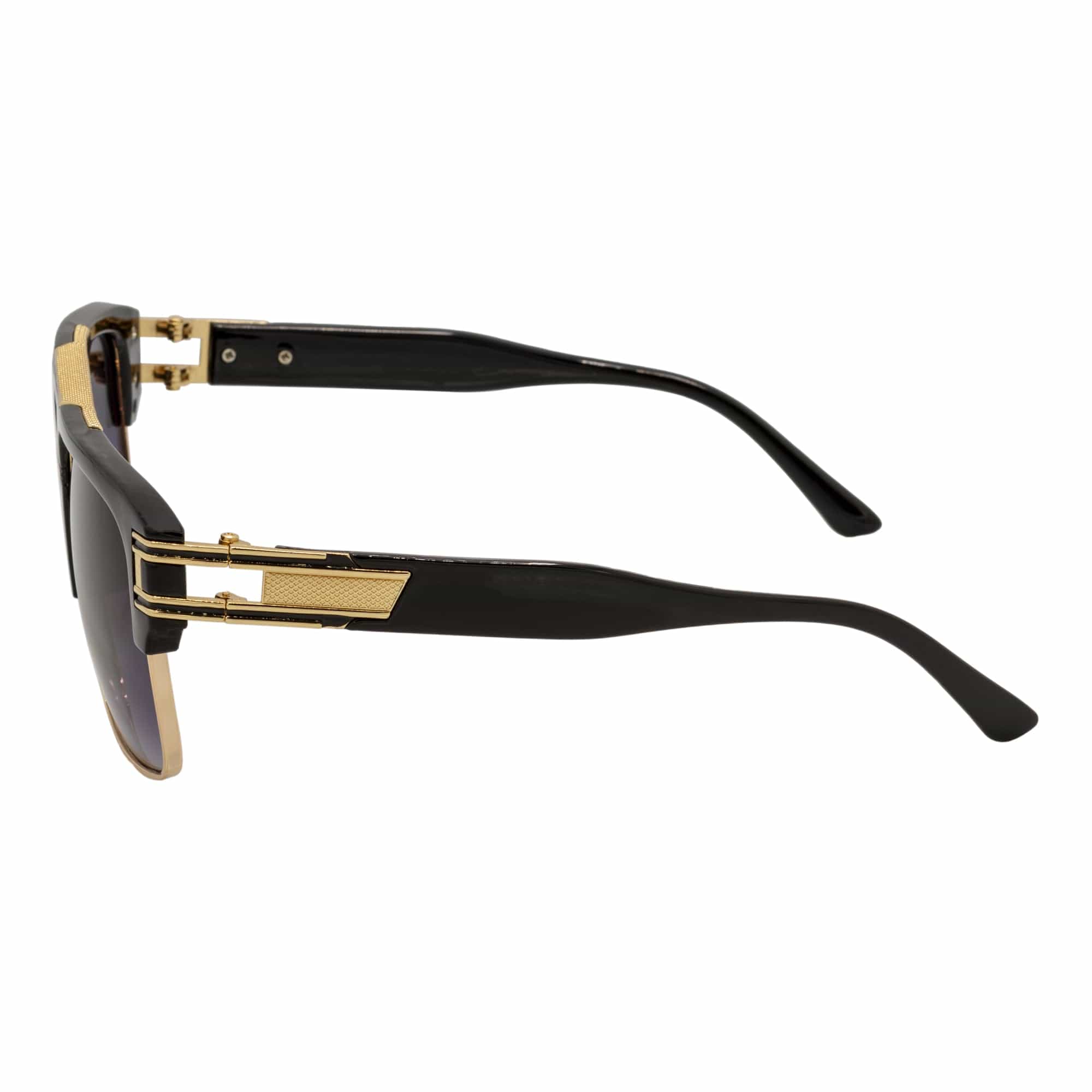 MONARCH - Square Semi-Rimless Two-Tone Metal Accent Black Gold Lavender Fade