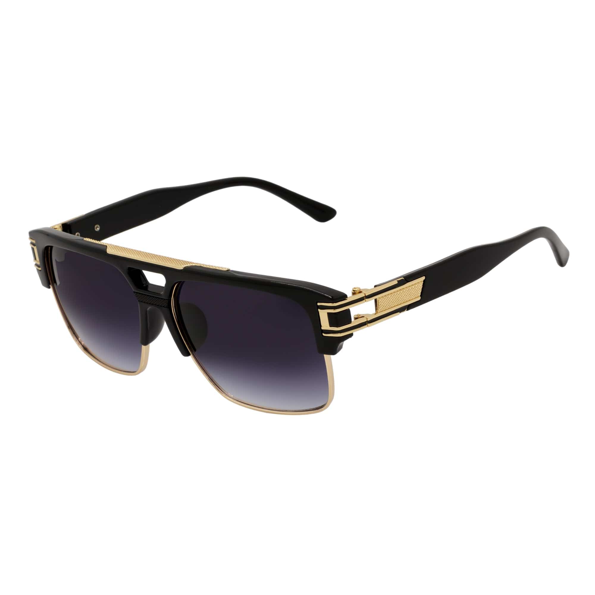 MONARCH - Square Semi-Rimless Two-Tone Metal Accent Black Gold Lavender Fade