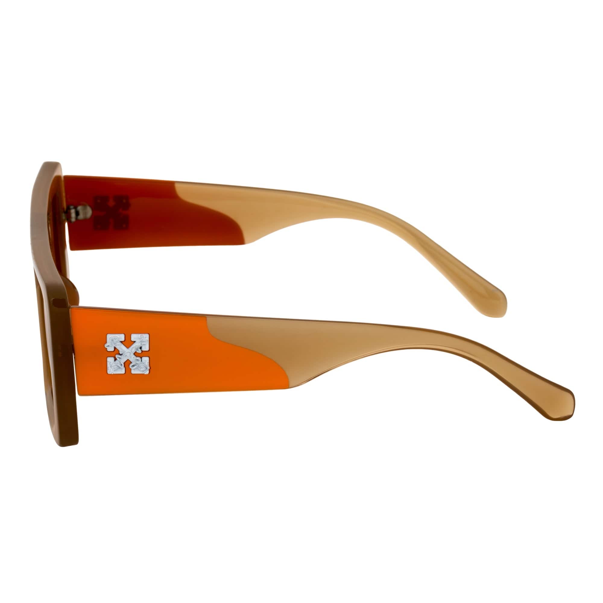 OFFSET - Two-Tone Retro Thick Rectangle Sunglasses Beige-Orange Orange Tint
