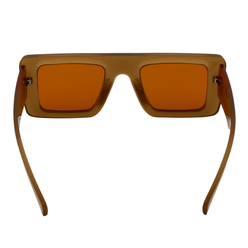 OFFSET - Two-Tone Retro Thick Rectangle Sunglasses Beige-Orange Orange Tint