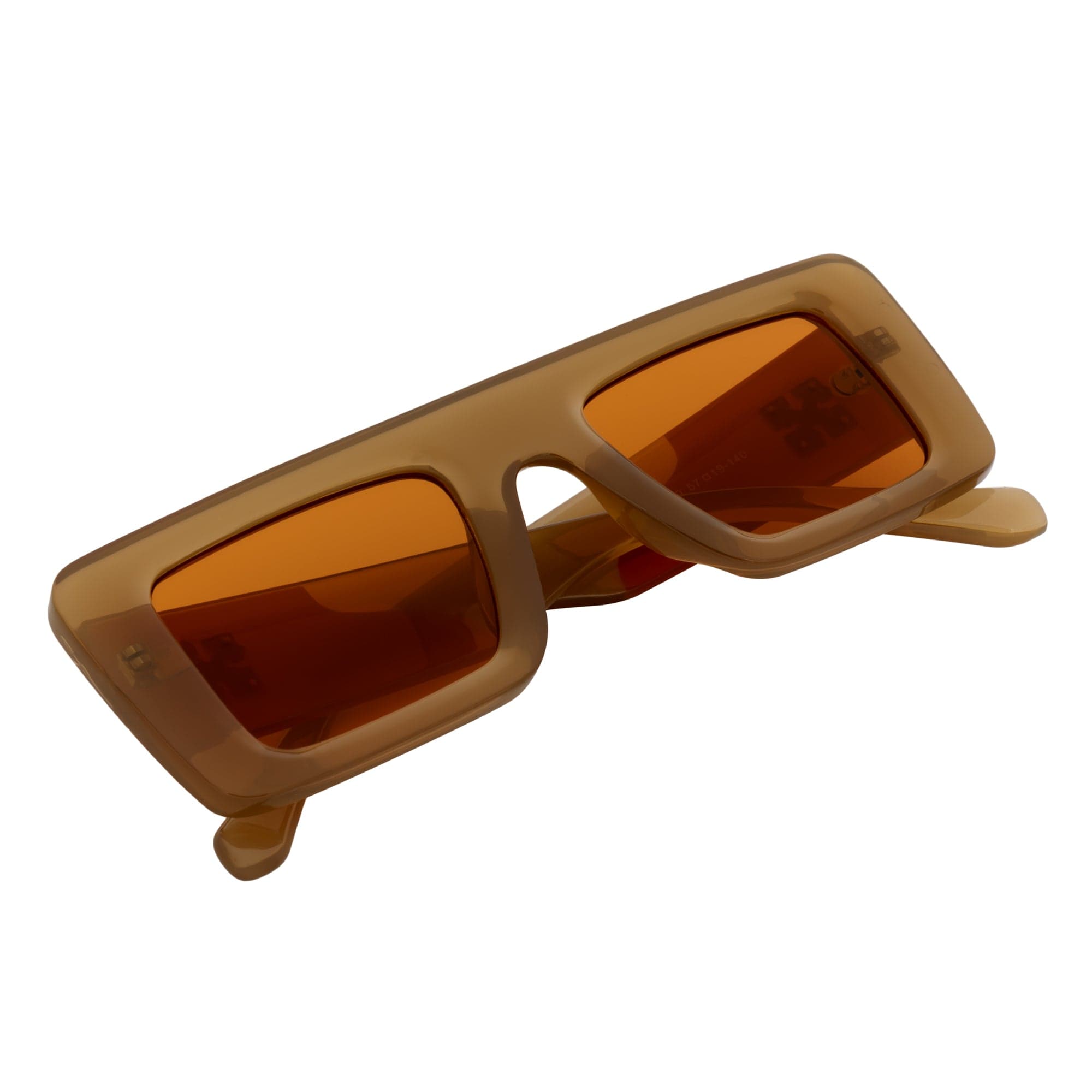 OFFSET - Two-Tone Retro Thick Rectangle Sunglasses Beige-Orange Orange Tint