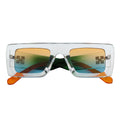 OFFSET - Two-Tone 90s Retro Thick Rectangle Sunglasses Clear-Green Amber Blue