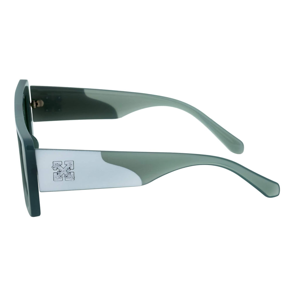 OFFSET - Two-Tone 90s Retro Thick Rectangle Sunglasses Green-White Green Tint