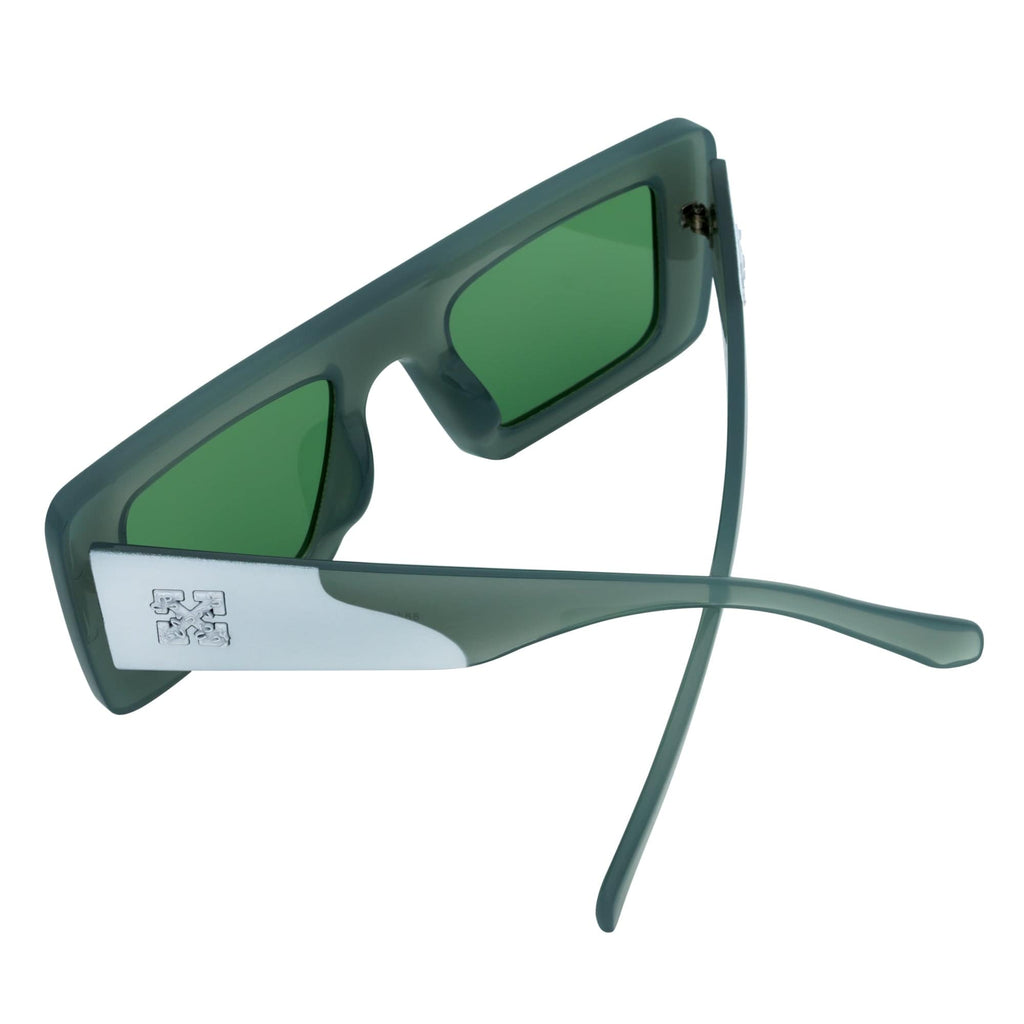 OFFSET - Two-Tone 90s Retro Thick Rectangle Sunglasses Green-White Green Tint