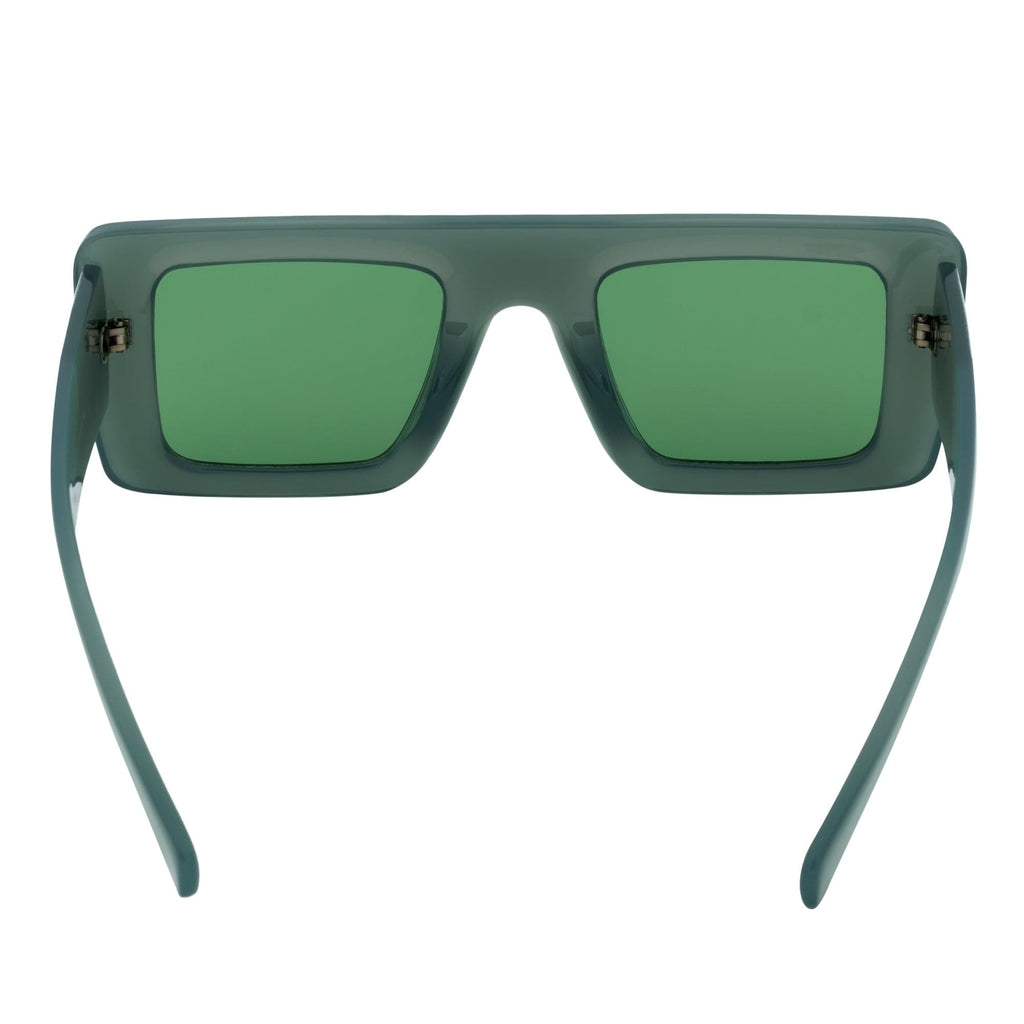 OFFSET - Two-Tone 90s Retro Thick Rectangle Sunglasses Green-White Green Tint
