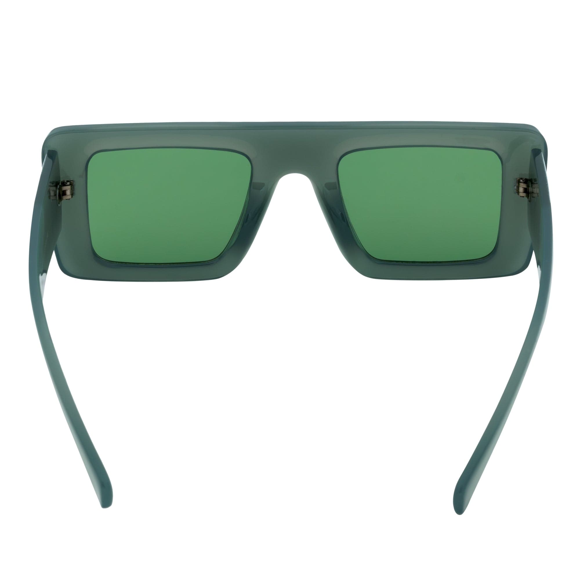 OFFSET - Two-Tone 90s Retro Thick Rectangle Sunglasses Green-White Green Tint
