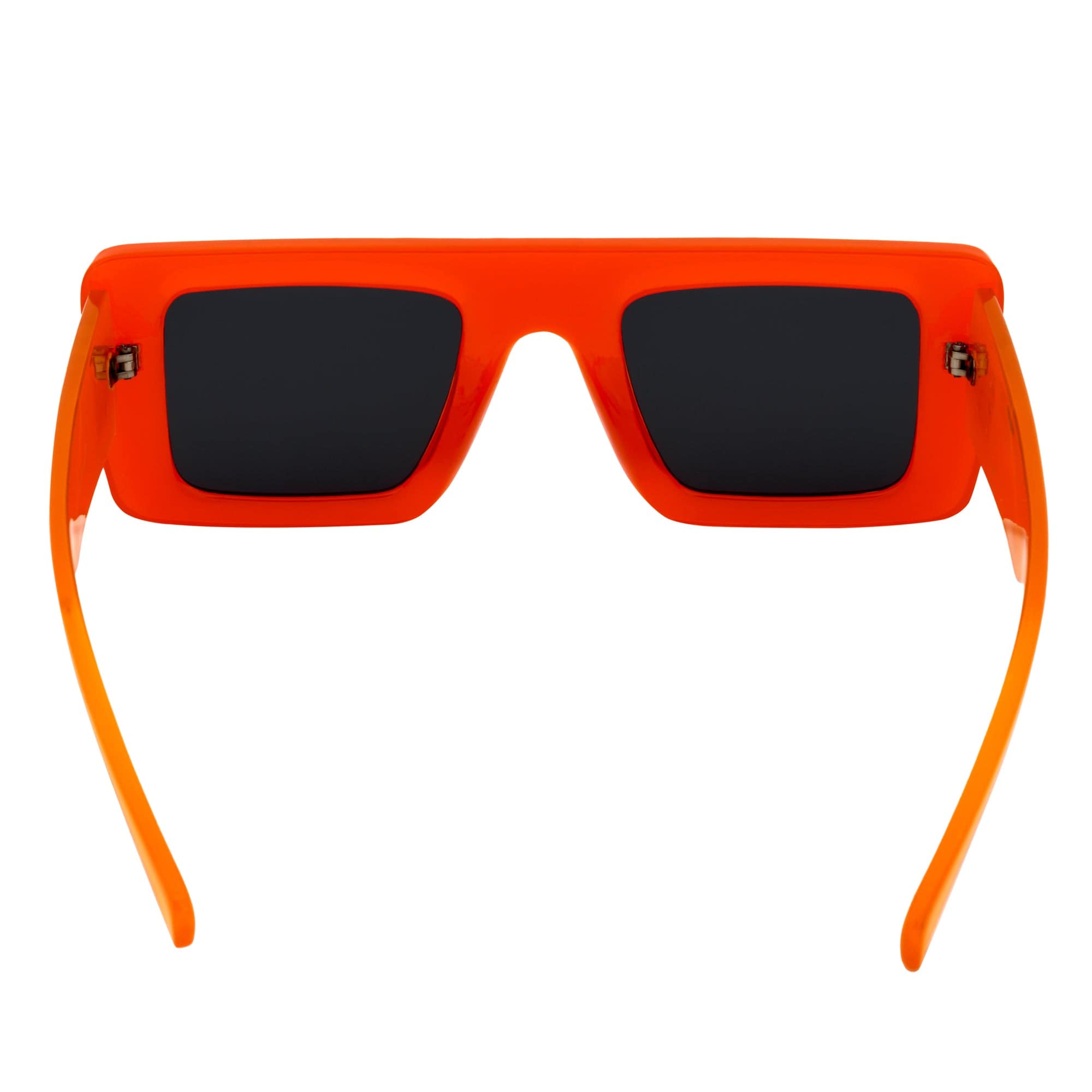 OFFSET - Two-Tone 90s Retro Thick Rectangle Sunglasses Orange-White Smoke Tint