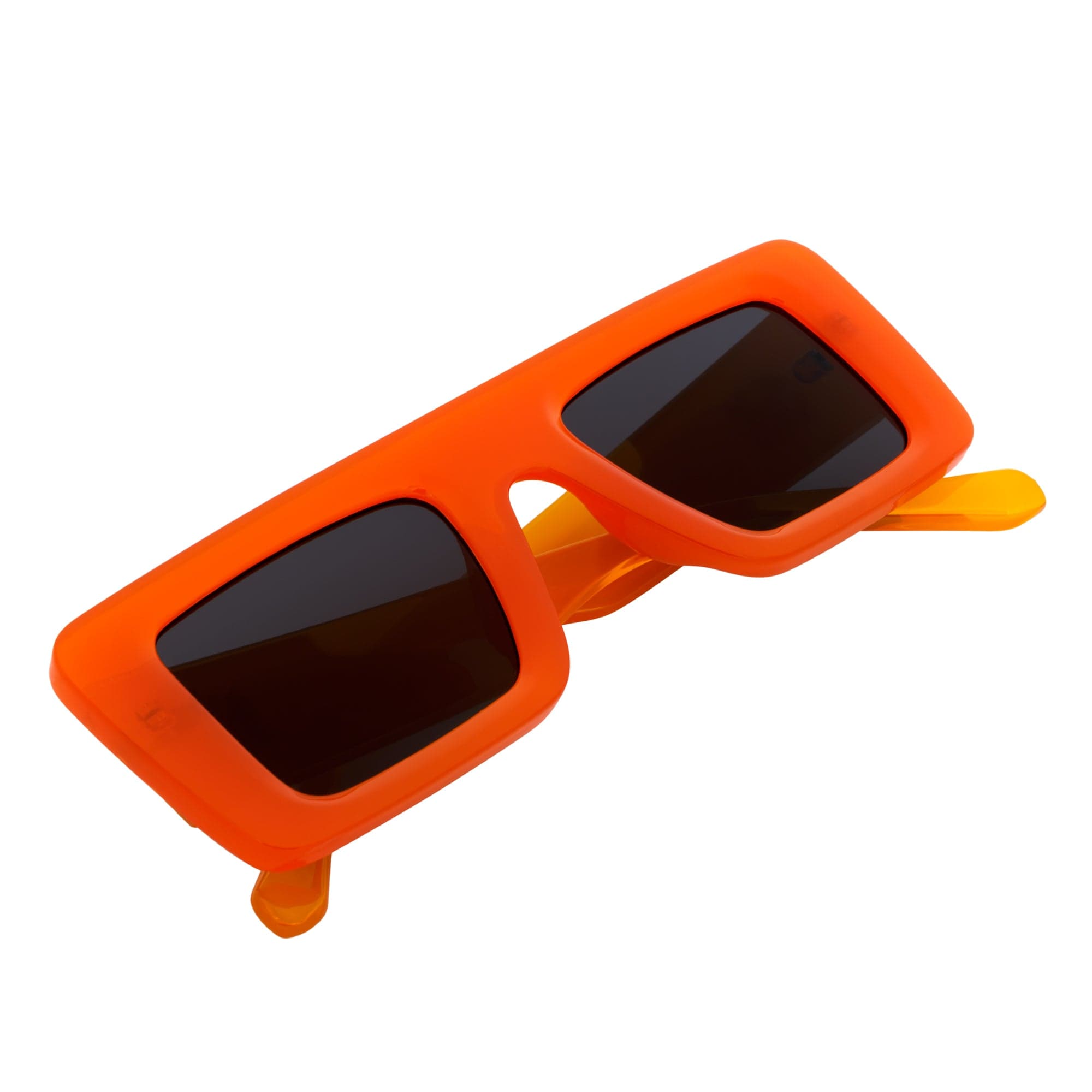 OFFSET - Two-Tone 90s Retro Thick Rectangle Sunglasses Orange-White Smoke Tint
