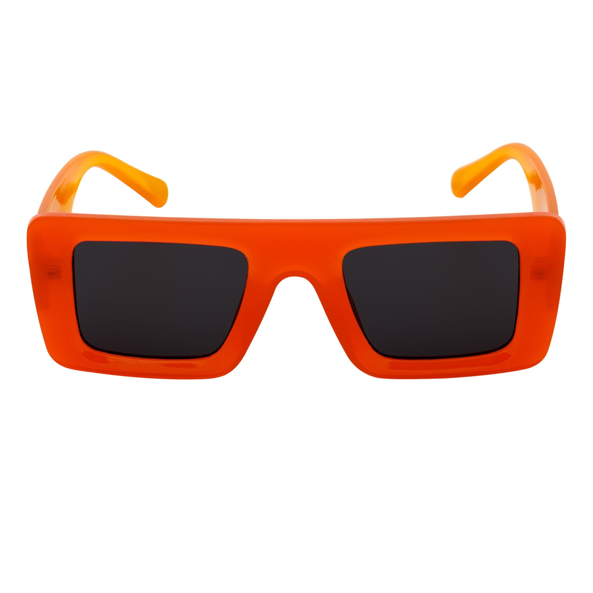 OFFSET - Two-Tone 90s Retro Thick Rectangle Sunglasses Orange-White Smoke Tint