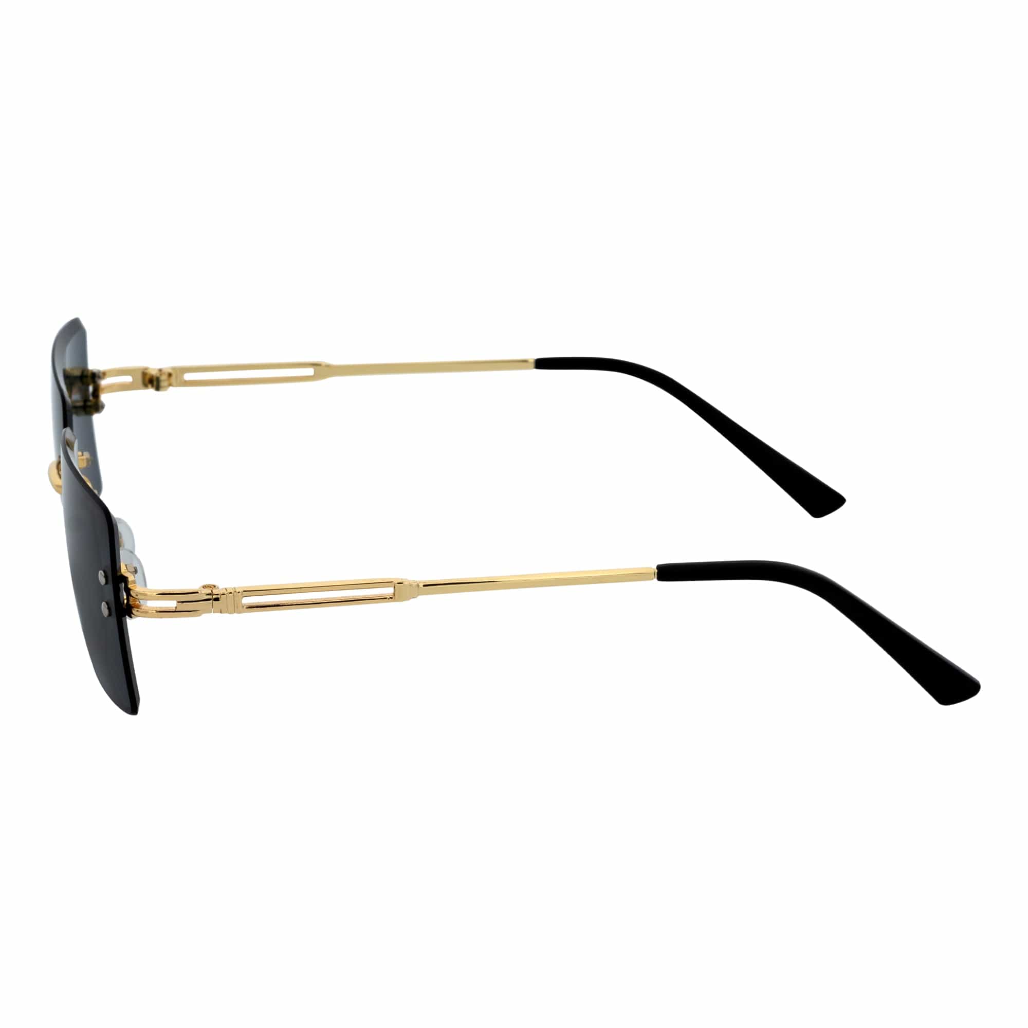 PREMIERE - Luxury 90s Small Metal Rimless Rectangle Sunglasses Gold Smoke Tint