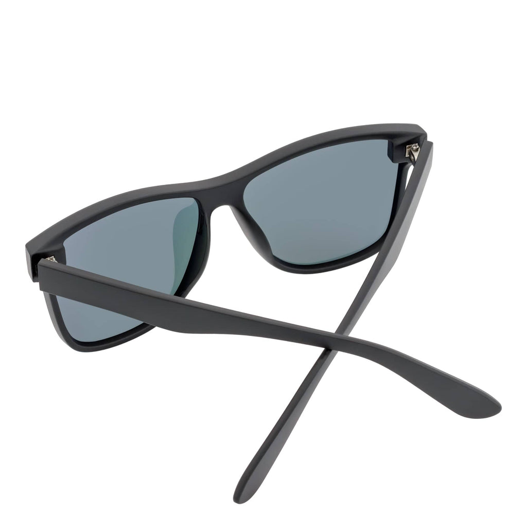 PRIME TIME - Polarized Flat Lens Sunglasses Matte Black Blue Mirror