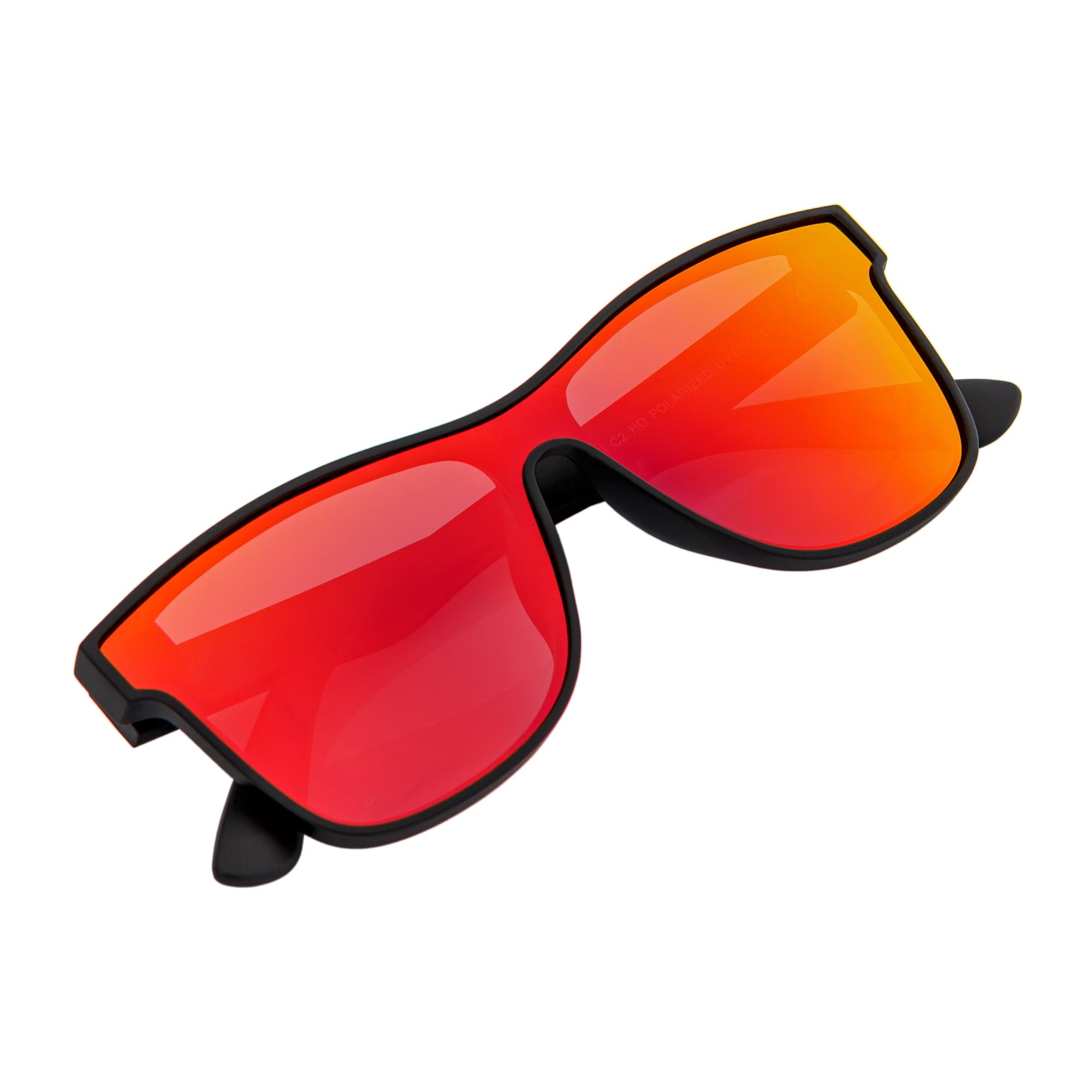PRIME TIME - Polarized Flat Lens Sunglasses Matte Black Red Mirror