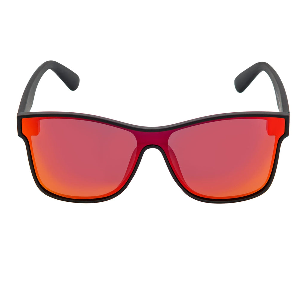 PRIME TIME - Polarized Flat Lens Sunglasses Matte Black Red Mirror